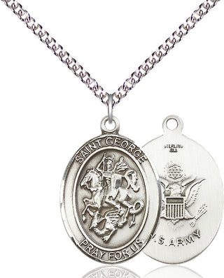 Sterling Silver Saint George Army Medal Catholic Jewelry