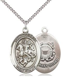 Sterling Silver Saint George Coast Guard Medal Catholic Jewelry