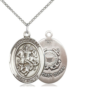 Sterling Silver Saint George Coast Guard Medal Catholic Jewelry