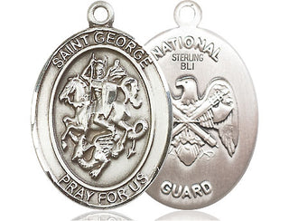 Sterling Silver Saint George National Guard Medal Catholic Jewelry