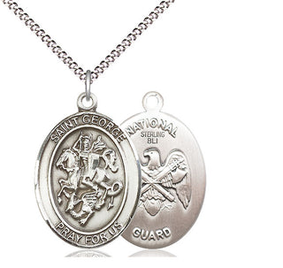 Sterling Silver Saint George National Guard Medal Catholic Jewelry