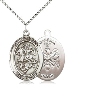 Sterling Silver Saint George National Guard Medal Catholic Jewelry