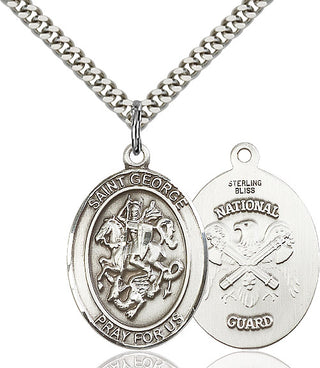 Sterling Silver Saint George National Guard Medal Catholic Jewelry