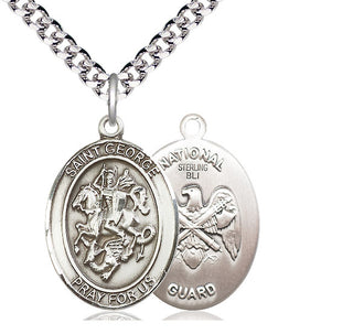 Sterling Silver Saint George National Guard Medal Catholic Jewelry