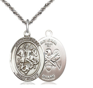 Sterling Silver Saint George National Guard Medal Catholic Jewelry