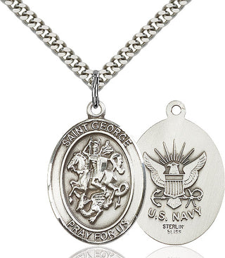 Sterling Silver Saint George Navy Medal Catholic Jewelry