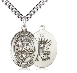 Sterling Silver Saint George Navy Medal Catholic Jewelry