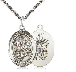 Sterling Silver Saint George Navy Medal Catholic Jewelry