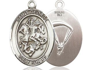 Sterling Silver Saint George Paratrooper Medal Catholic Jewelry