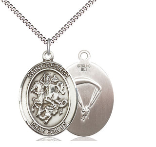 Sterling Silver Saint George Paratrooper Medal Catholic Jewelry