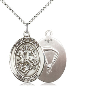 Sterling Silver Saint George Paratrooper Medal Catholic Jewelry