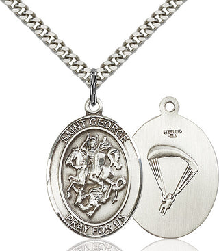 Sterling Silver Saint George Paratrooper Medal Catholic Jewelry