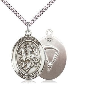 Sterling Silver Saint George Paratrooper Medal Catholic Jewelry