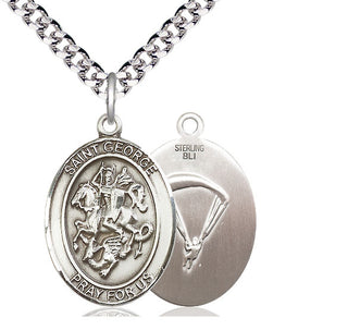 Sterling Silver Saint George Paratrooper Medal Catholic Jewelry