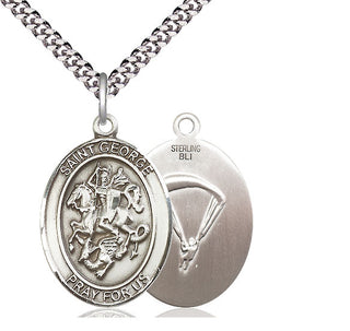 Sterling Silver Saint George Paratrooper Medal Catholic Jewelry