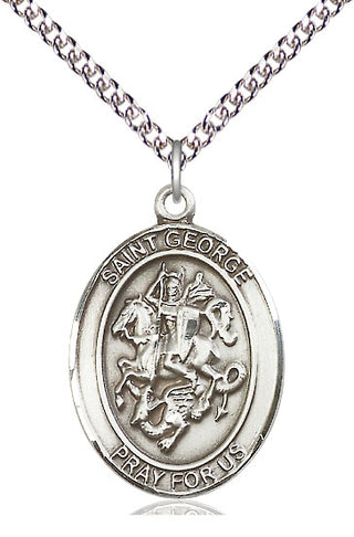 Sterling Silver Saint George Medal Catholic Jewelry Engraved Catholic Saint Jewelry