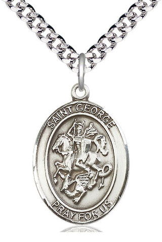Sterling Silver Saint George Medal Catholic Jewelry Engraved Catholic Saint Jewelry