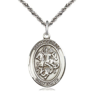 Sterling Silver Saint George Medal Catholic Jewelry Engraved Catholic Saint Jewelry