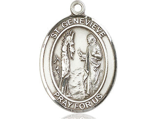 Sterling Silver Saint Genevieve Medal Catholic Jewelry Engraved Catholic Saint Jewelry