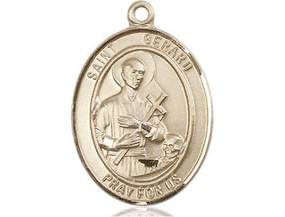 14kt Gold Saint Gerard Majella Medal Engraved Catholic Saint Jewelry