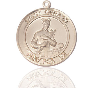 14kt Gold Saint Gerard Medal Engraved Catholic Saint Jewelry