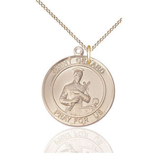 14kt Gold Saint Gerard Medal Engraved Catholic Saint Jewelry