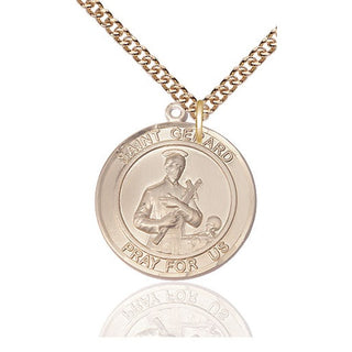 14kt Gold Saint Gerard Medal Engraved Catholic Saint Jewelry