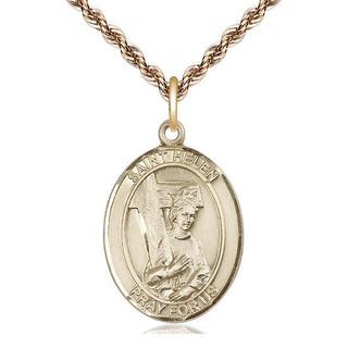 14kt Gold Saint Helen Medal Engraved Catholic Saint Jewelry