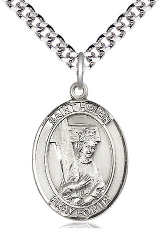 Pewter Saint Helen Medal Catholic Jewelry Engraved Catholic Saint Jewelry