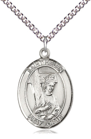 Sterling Silver Saint Helen Medal Catholic Jewelry Engraved Catholic Saint Jewelry