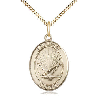 14kt Gold Filled Holy Spirit Medal Catholic Jewelry Engraved Catholic Saint Jewelry