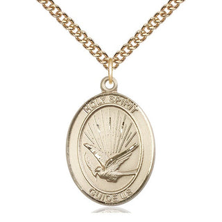 14kt Gold Filled Holy Spirit Medal Catholic Jewelry Engraved Catholic Saint Jewelry