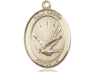14kt Gold Holy Spirit Medal Engraved Catholic Saint Jewelry