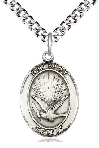Sterling Silver Holy Spirit Medal Catholic Jewelry Engraved Catholic Saint Jewelry