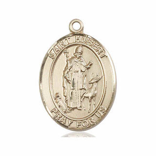 14kt Gold Filled Saint Hubert of Liege Medal Engraved Catholic Saint Jewelry