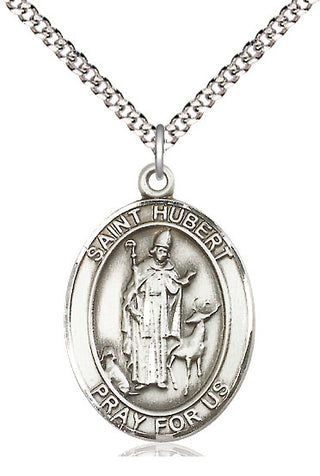 Pewter Saint Hubert of Liege Medal Catholic Jewelry Engraved Catholic Saint Jewelry