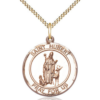 14kt Gold Filled Saint Hubert of Liege Medal Catholic Jewelry Engraved Catholic Saint Jewelry