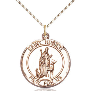 14kt Gold Filled Saint Hubert of Liege Medal Catholic Jewelry Engraved Catholic Saint Jewelry