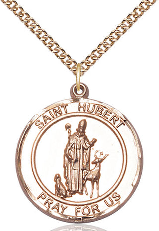 14kt Gold Filled Saint Hubert of Liege Medal Catholic Jewelry Engraved Catholic Saint Jewelry