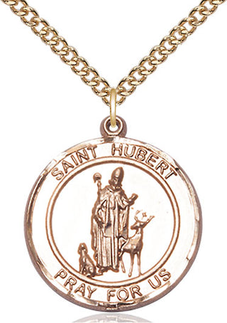 14kt Gold Filled Saint Hubert of Liege Medal Catholic Jewelry Engraved Catholic Saint Jewelry