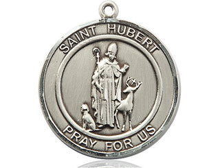 Pewter Saint Hubert of Liege Medal Engraved Catholic Saint Jewelry