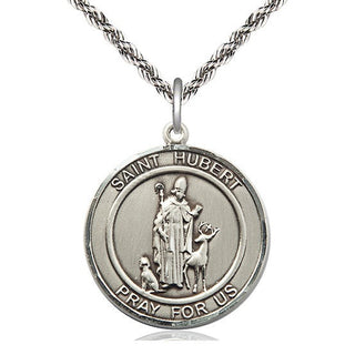 Sterling Silver Saint Hubert of Liege Medal Catholic Jewelry Engraved Catholic Saint Jewelry