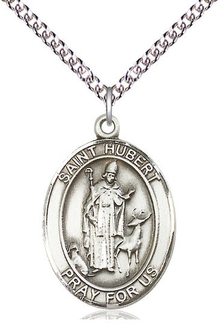 Sterling Silver Saint Hubert of Liege Medal Catholic Jewelry Engraved Catholic Saint Jewelry