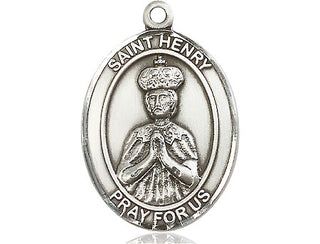 Pewter Saint Henry II Medal Engraved Catholic Saint Jewelry