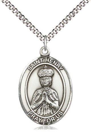 Pewter Saint Henry II Medal Catholic Jewelry Engraved Catholic Saint Jewelry