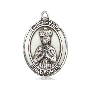 Sterling Silver Saint Henry II Medal Catholic Jewelry Engraved Catholic Saint Jewelry