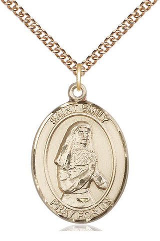 14kt Gold Filled Saint Emily de Vialar Medal Catholic Jewelry Engraved Catholic Saint Jewelry