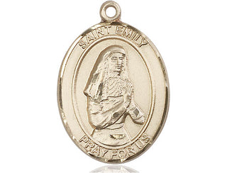 14kt Gold Saint Emily de Vialar Medal Engraved Catholic Saint Jewelry