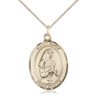 14kt Gold Saint Emily de Vialar Medal Engraved Catholic Saint Jewelry