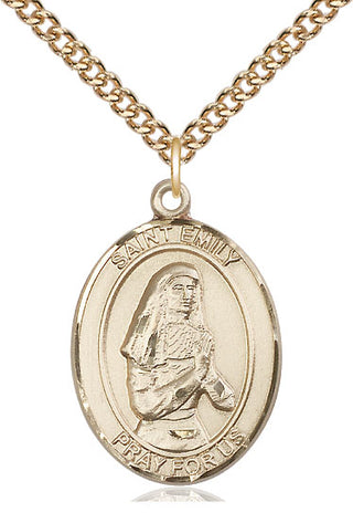 14kt Gold Saint Emily de Vialar Medal Engraved Catholic Saint Jewelry